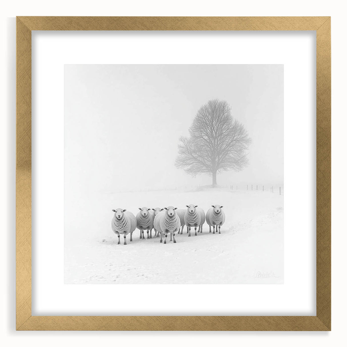Office Art Prints – Minimalist Black and White Winter Scene
