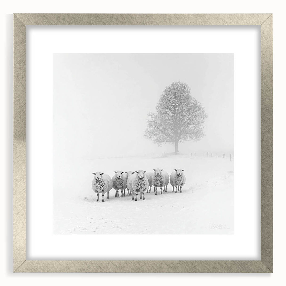 Office Art Prints – Minimalist Black and White Winter Scene