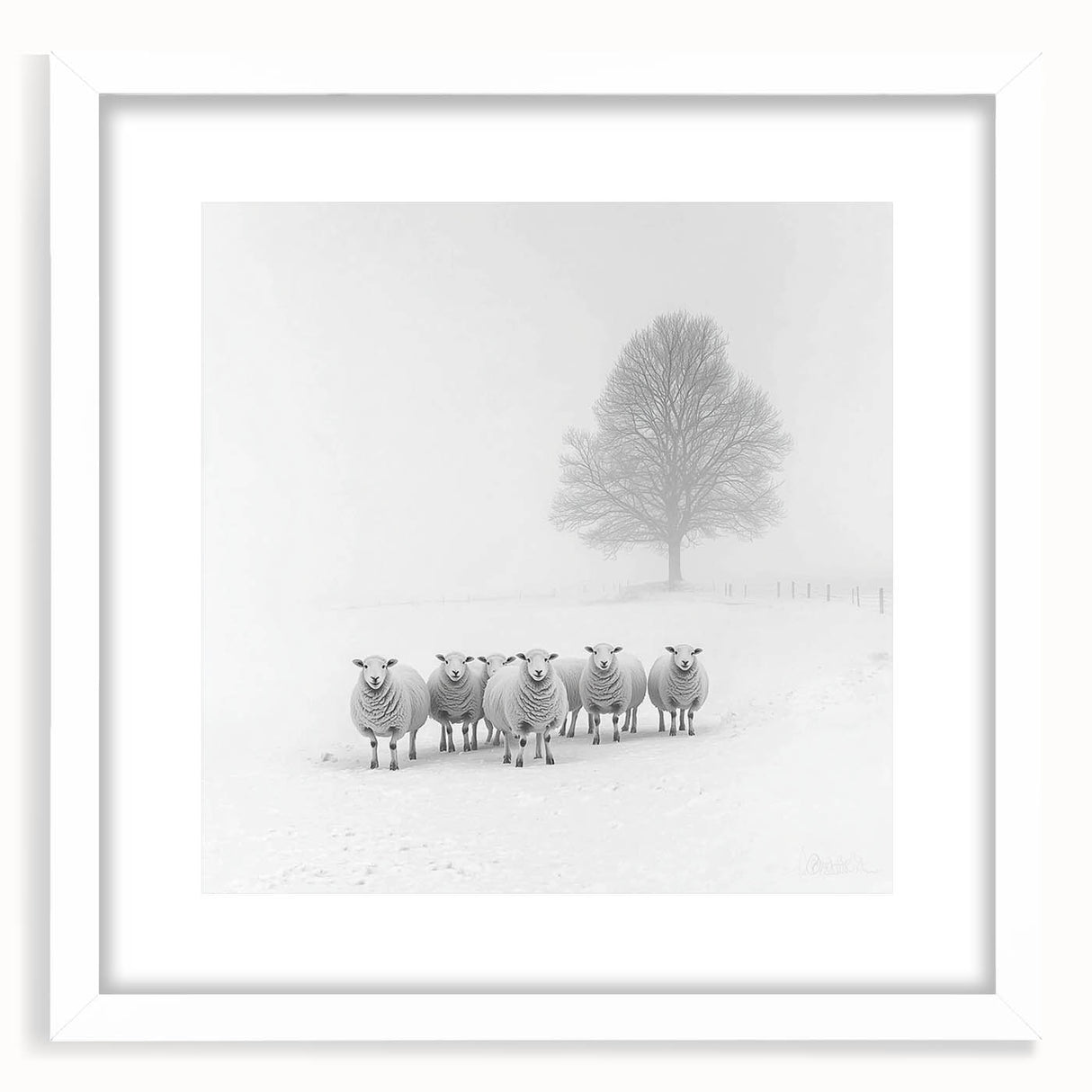 Office Art Prints – Minimalist Black and White Winter Scene