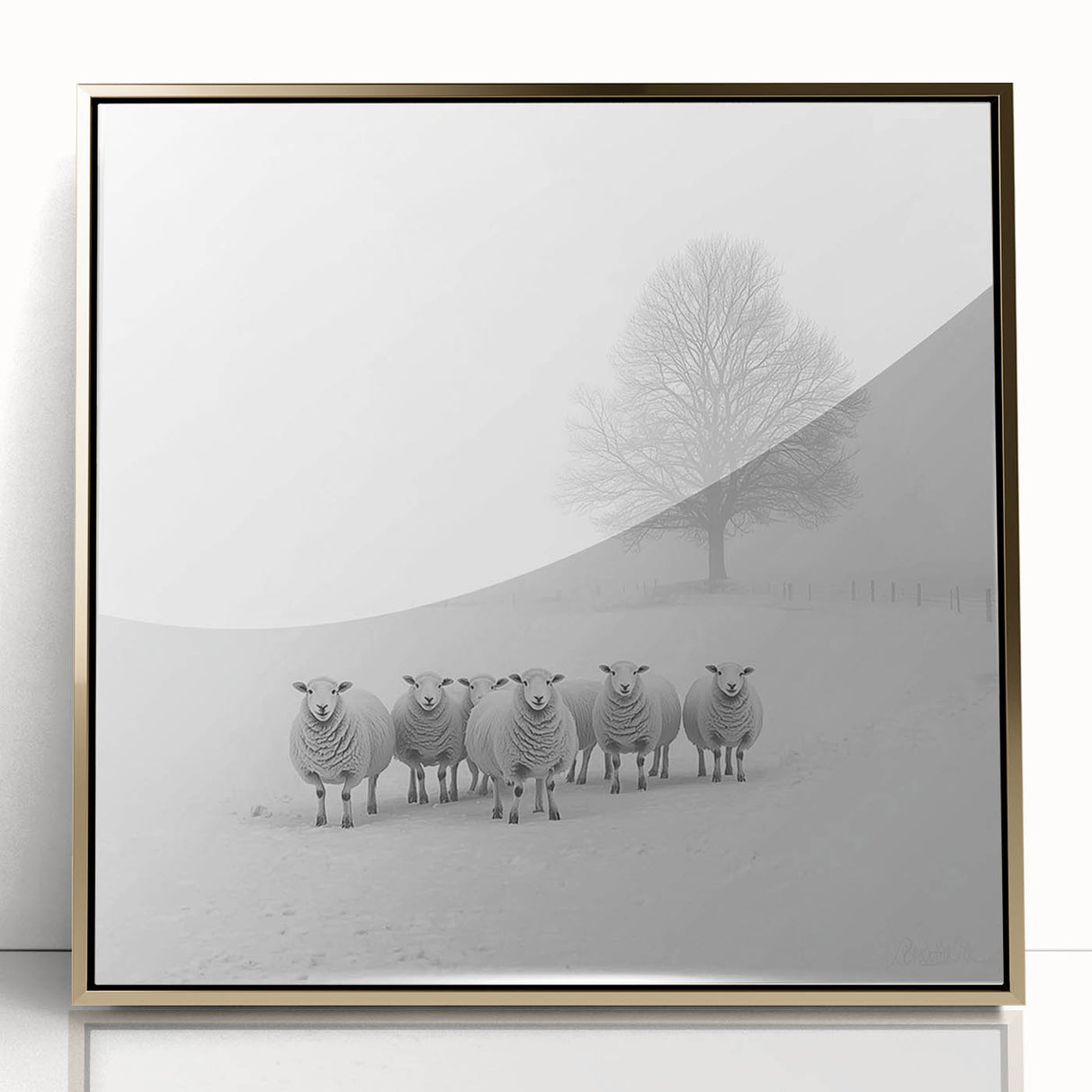 Office Art Prints – Minimalist Black and White Winter Scene