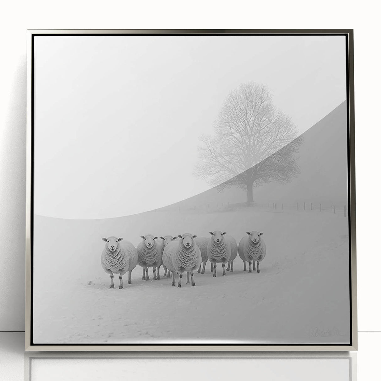 Office Art Prints – Minimalist Black and White Winter Scene