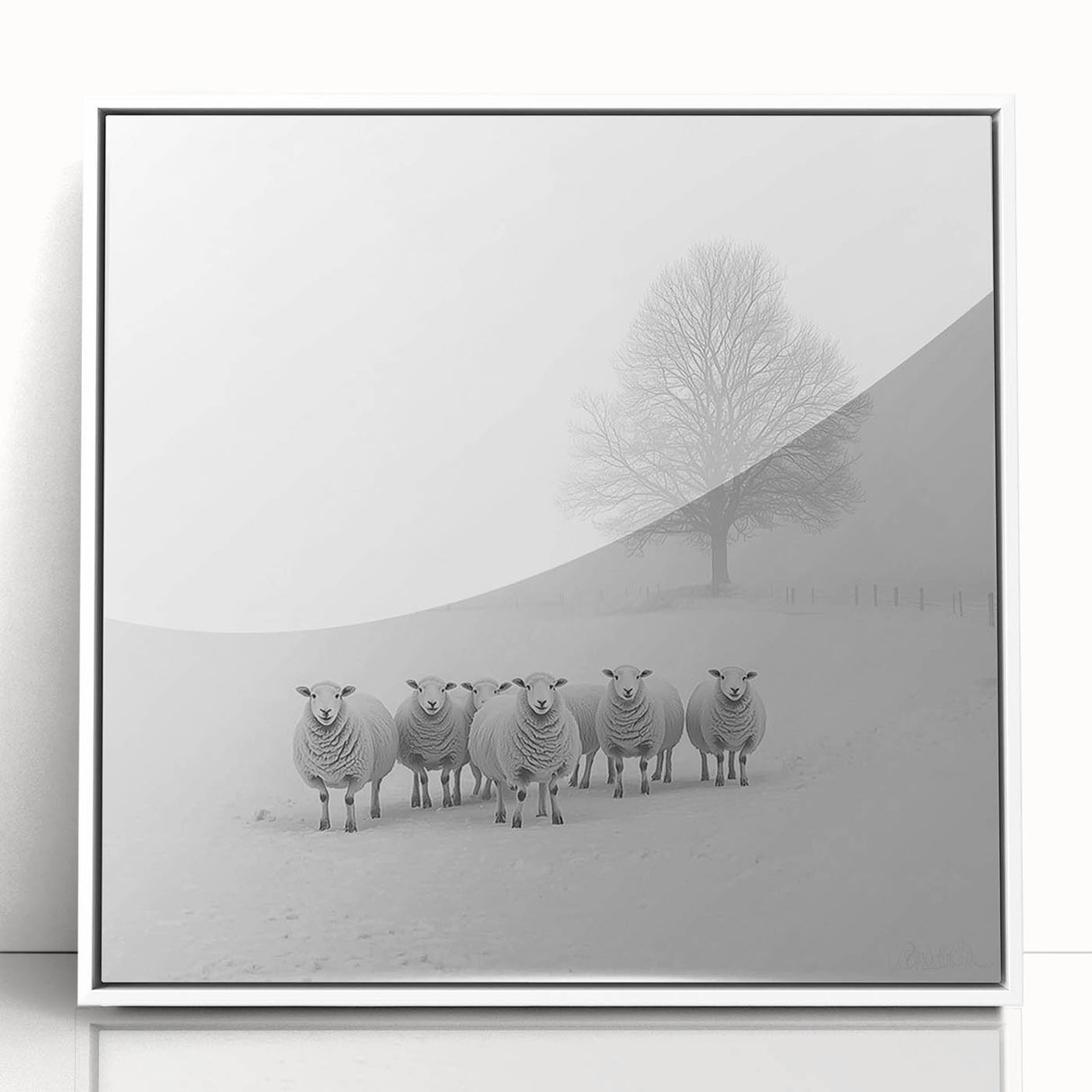 Office Art Prints – Minimalist Black and White Winter Scene