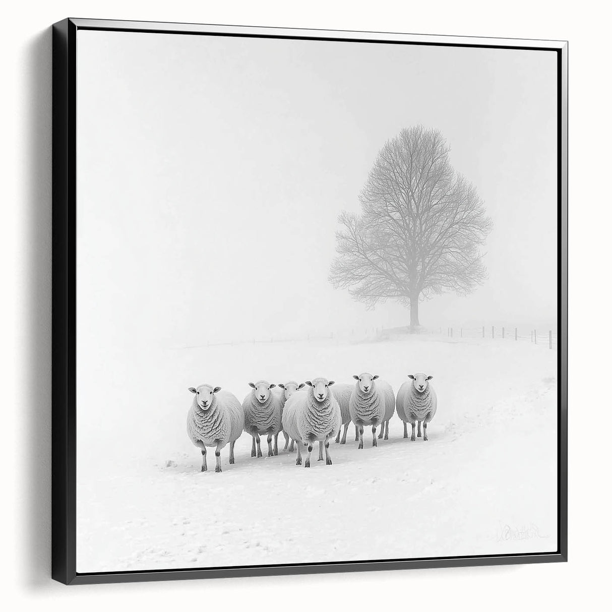 Office Art Prints – Minimalist Black and White Winter Scene