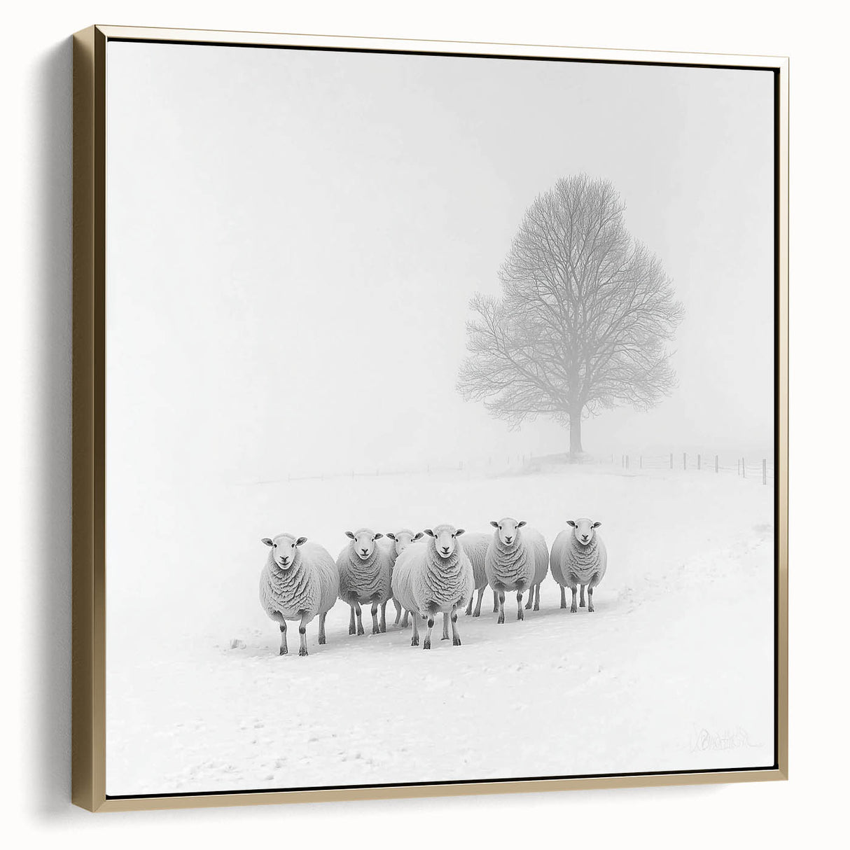 Office Art Prints – Minimalist Black and White Winter Scene