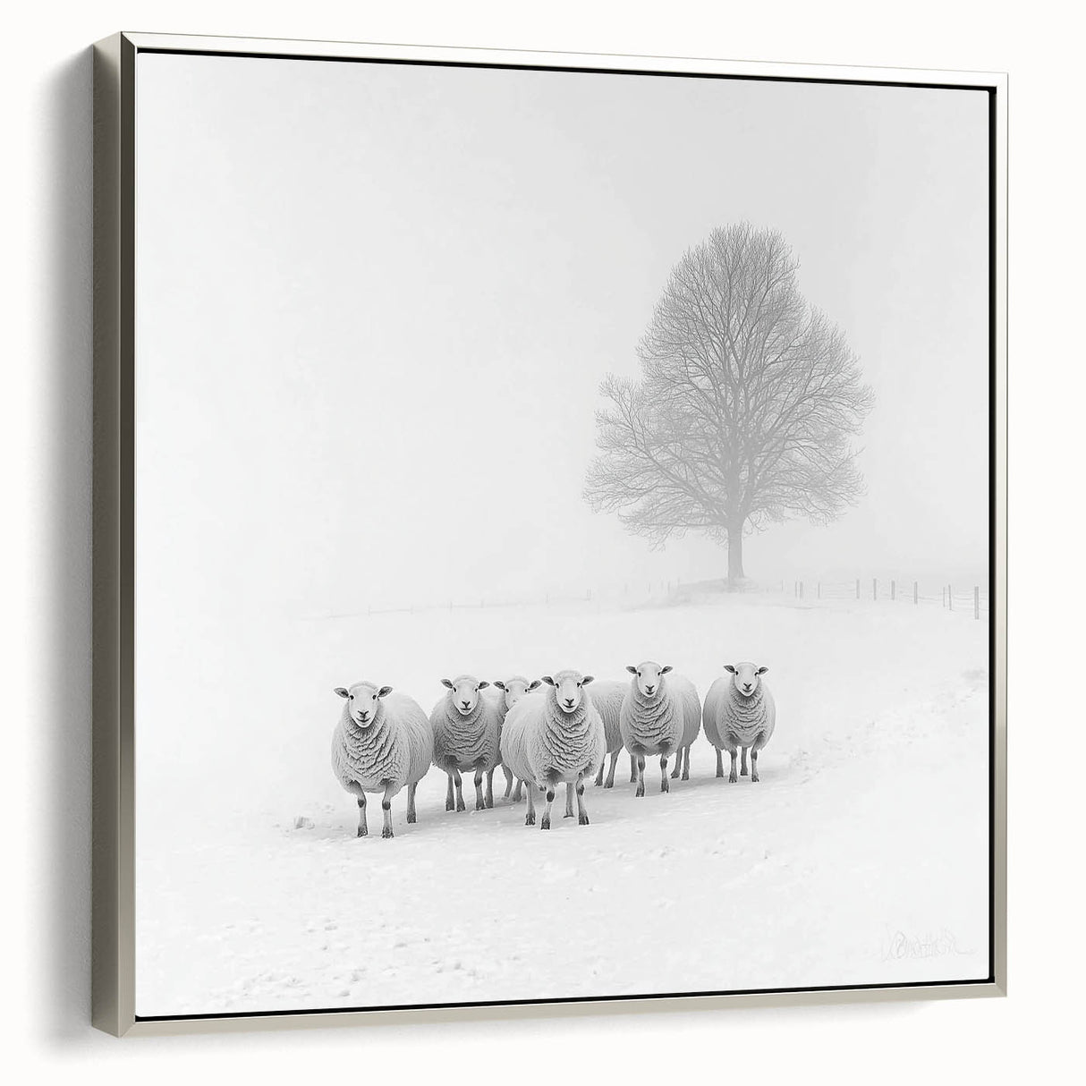 Office Art Prints – Minimalist Black and White Winter Scene