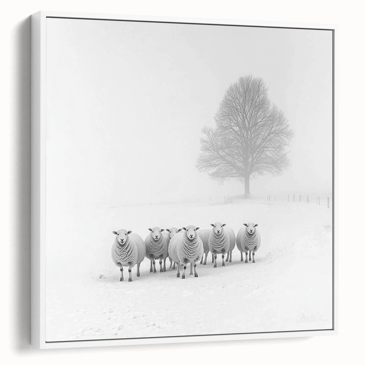 Office Art Prints – Minimalist Black and White Winter Scene