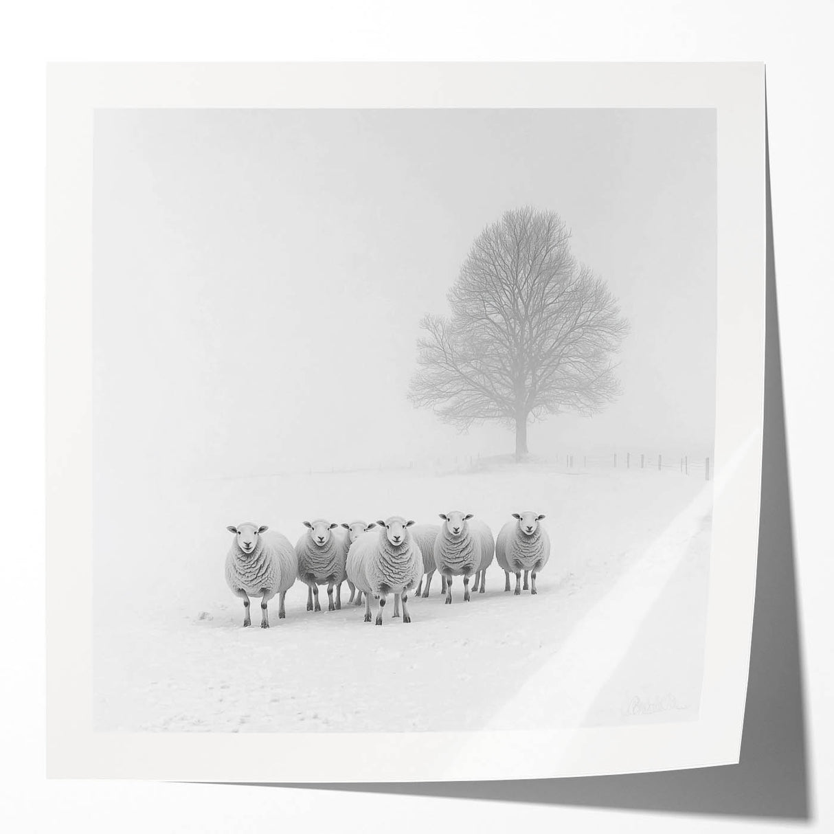 Office Art Prints – Minimalist Black and White Winter Scene