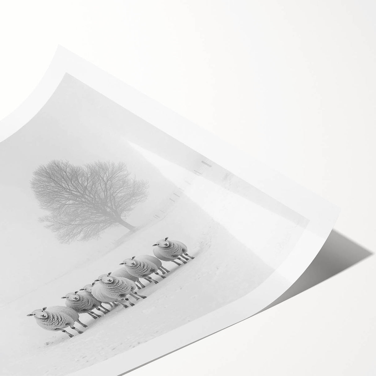 Office Art Prints – Minimalist Black and White Winter Scene