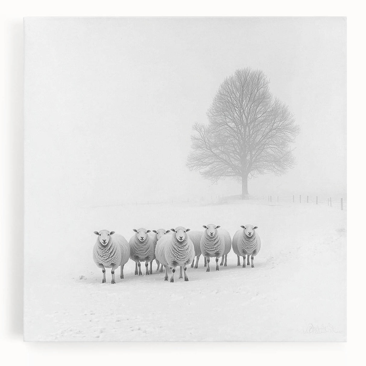 Office Art Prints – Minimalist Black and White Winter Scene