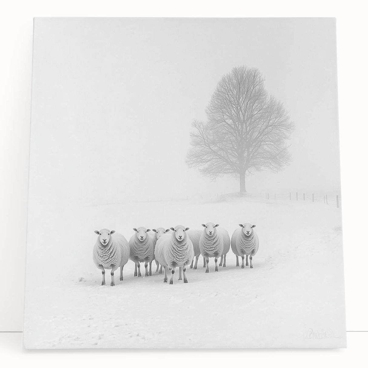 Office Art Prints – Minimalist Black and White Winter Scene