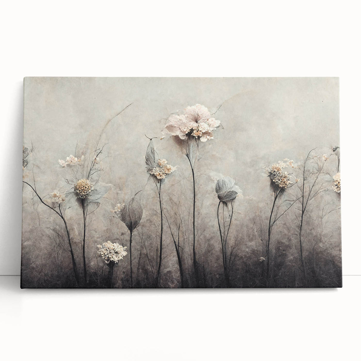 Abstract floral wall art on stretched canvas, showcasing vibrant colors and intricate designs, perfect for modern home decor or artistic spaces.