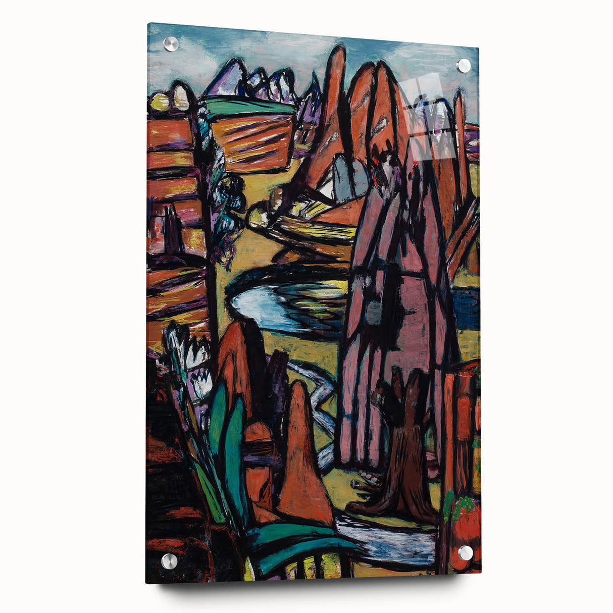 Modern Abstract Landscape Art - Bold Rocky Terrain Composition