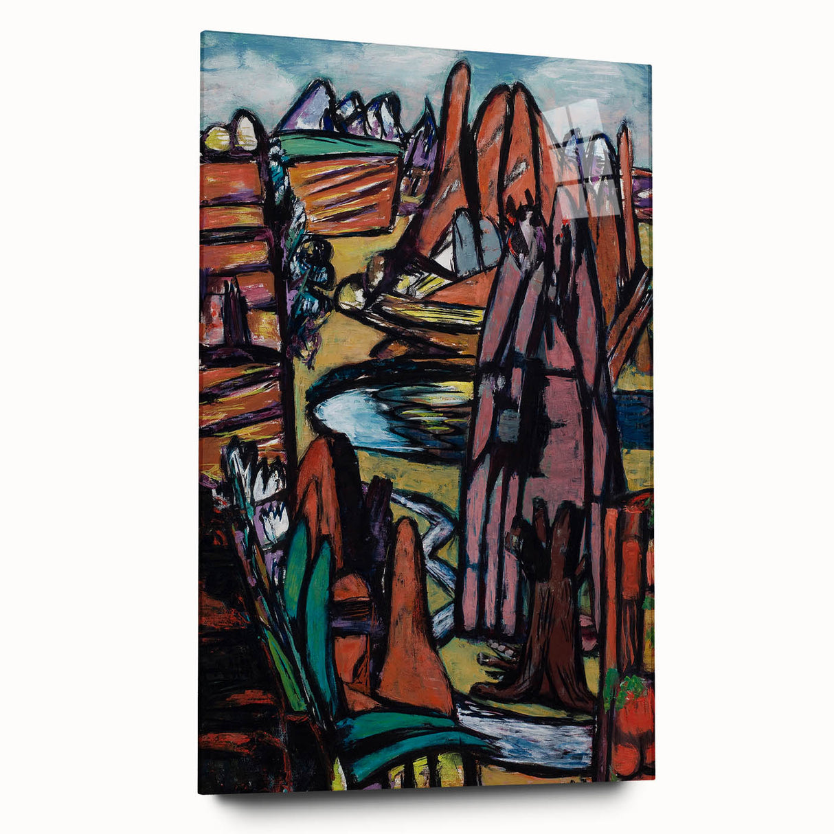 Modern Abstract Landscape Art - Bold Rocky Terrain Composition