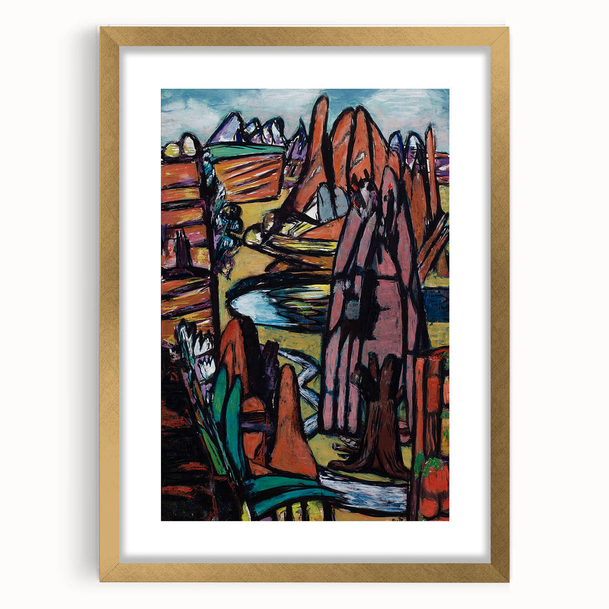 Modern Abstract Landscape Art - Bold Rocky Terrain Composition