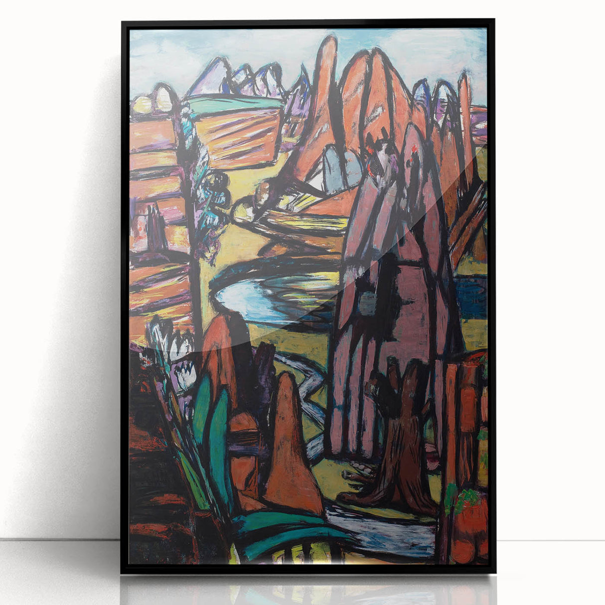 Modern Abstract Landscape Art - Bold Rocky Terrain Composition