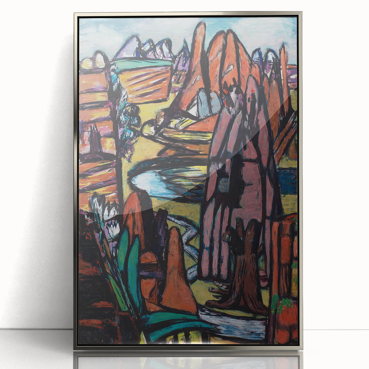 Modern Abstract Landscape Art - Bold Rocky Terrain Composition