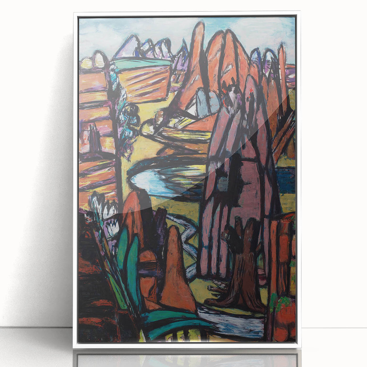 Modern Abstract Landscape Art - Bold Rocky Terrain Composition