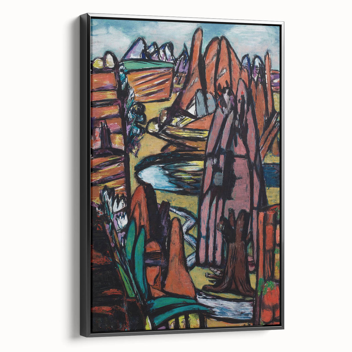 Modern Abstract Landscape Art - Bold Rocky Terrain Composition