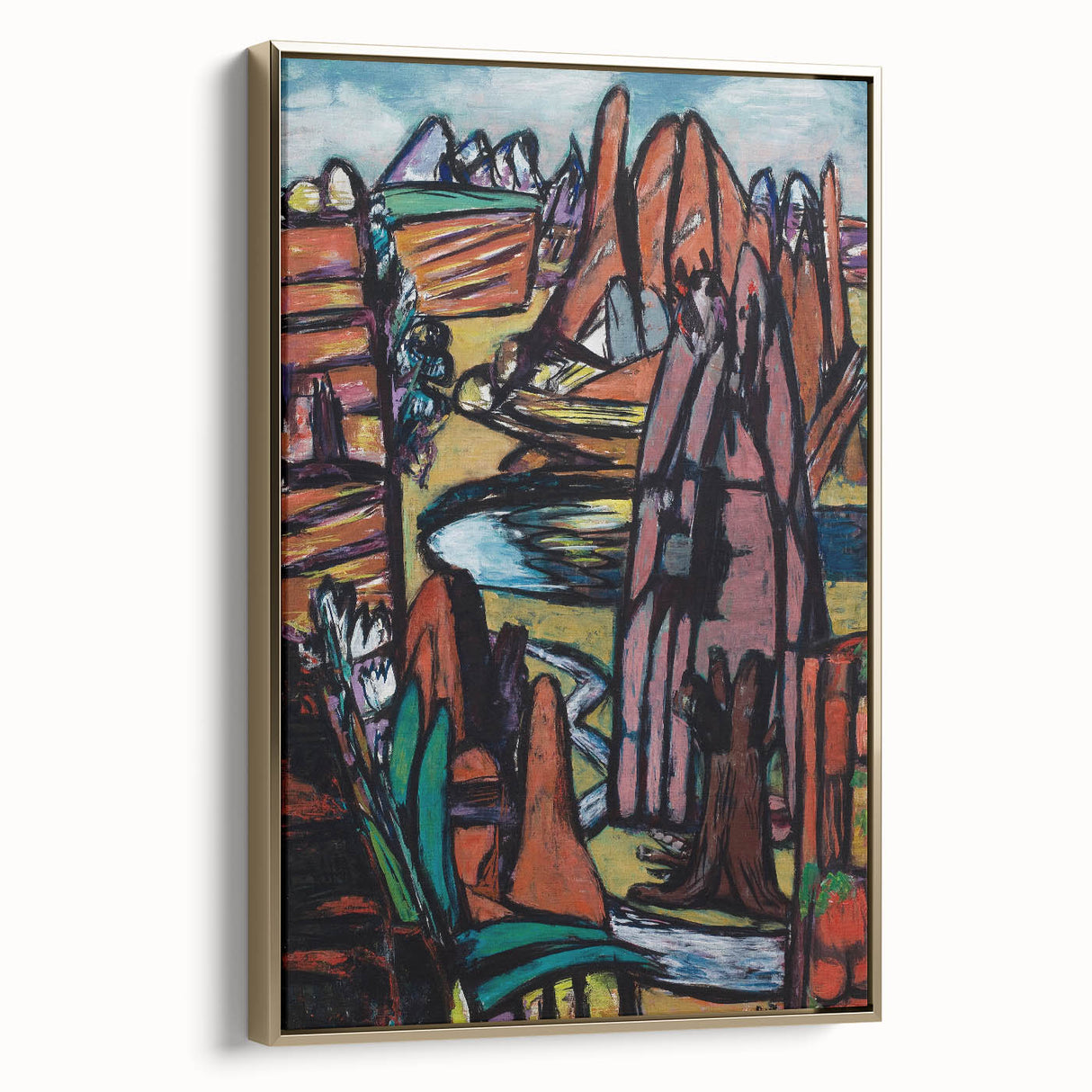 Modern Abstract Landscape Art - Bold Rocky Terrain Composition