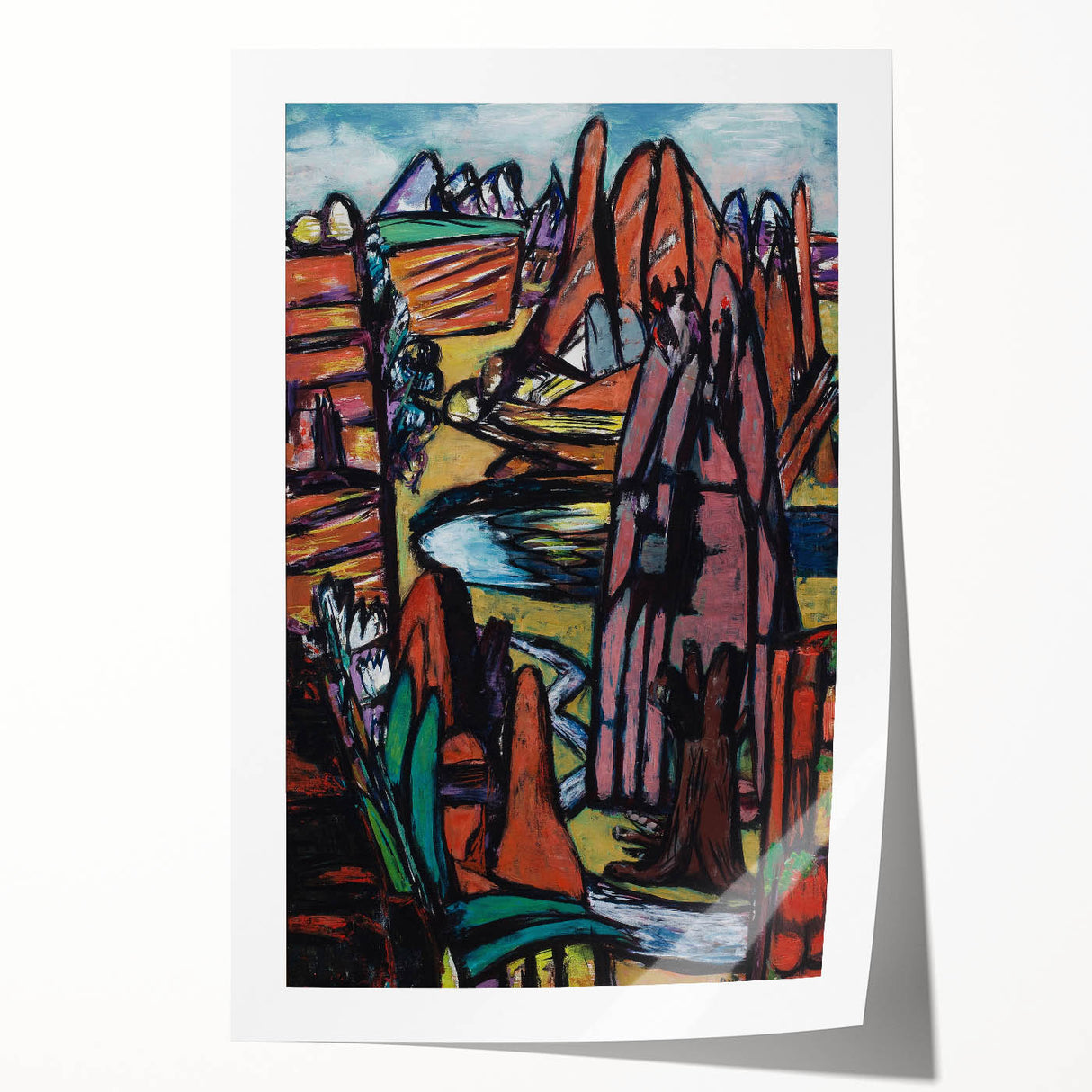 Modern Abstract Landscape Art - Bold Rocky Terrain Composition