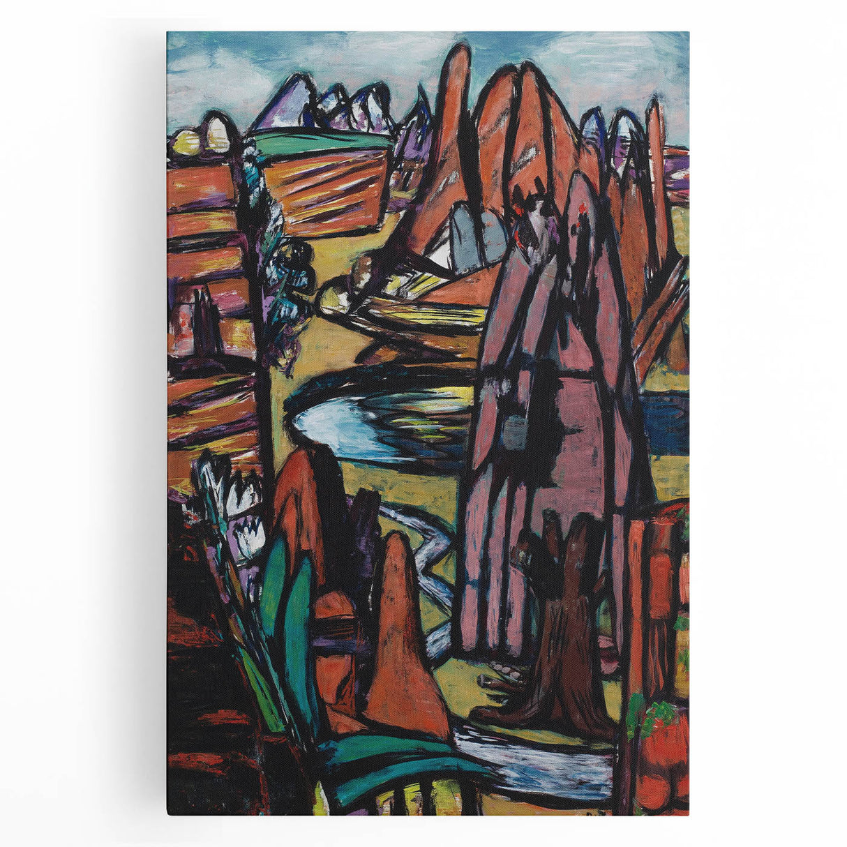 Modern Abstract Landscape Art - Bold Rocky Terrain Composition