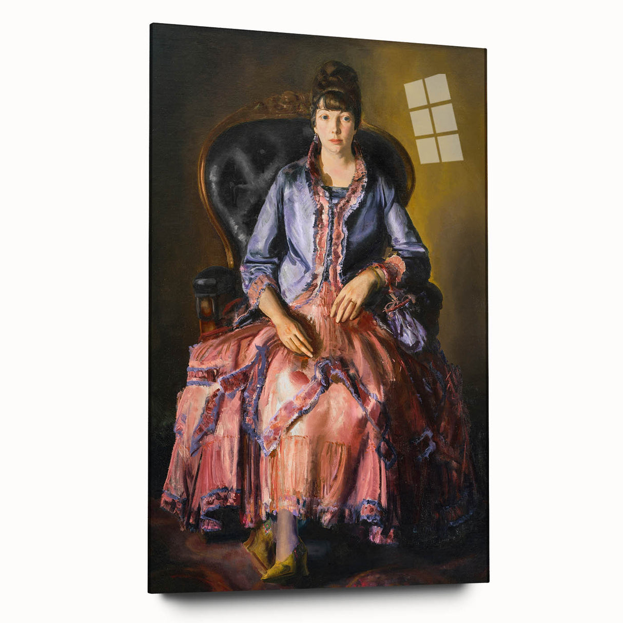 Modern Figurative Art - Elegant Woman in Purple and Pink Dress