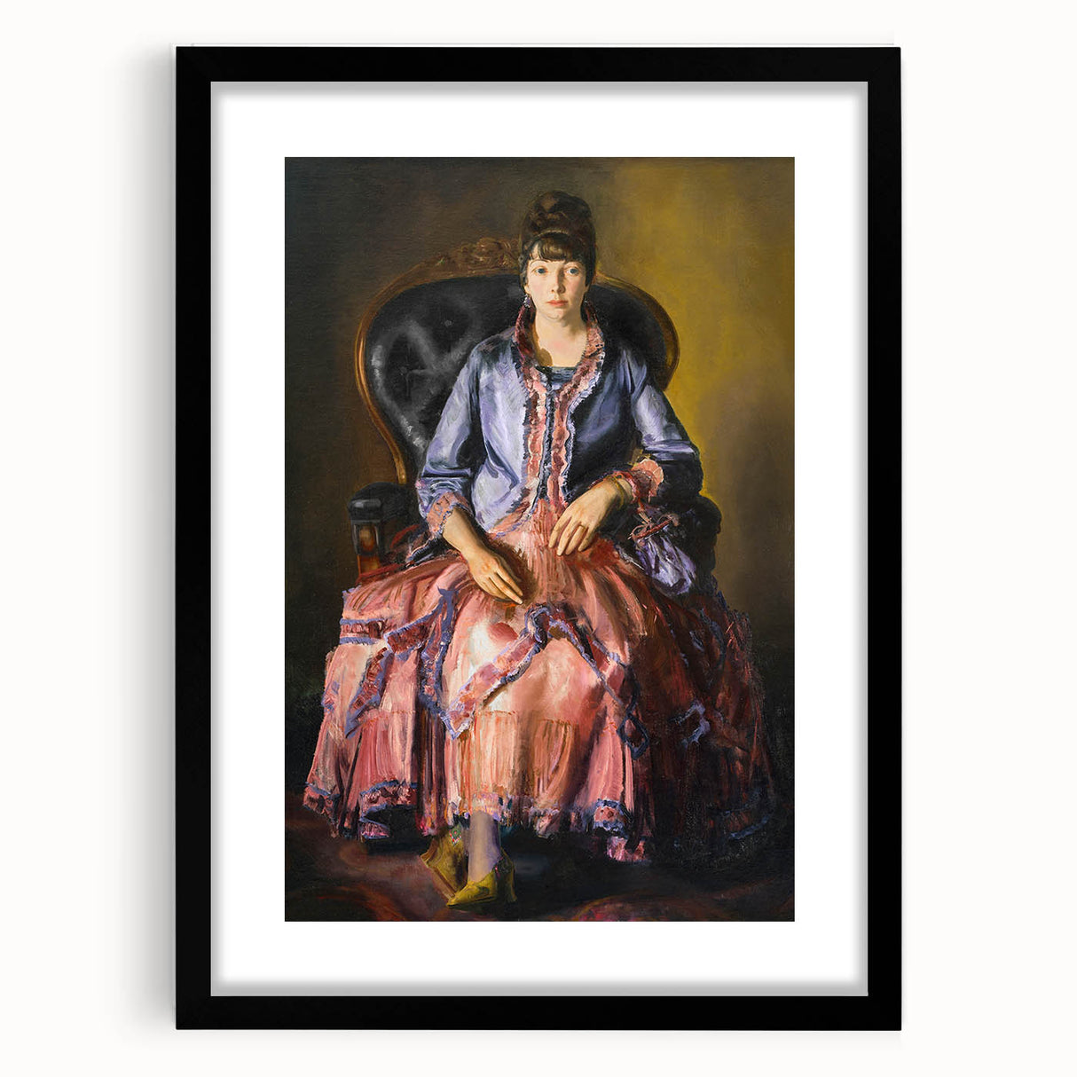 Modern Figurative Art - Elegant Woman in Purple and Pink Dress