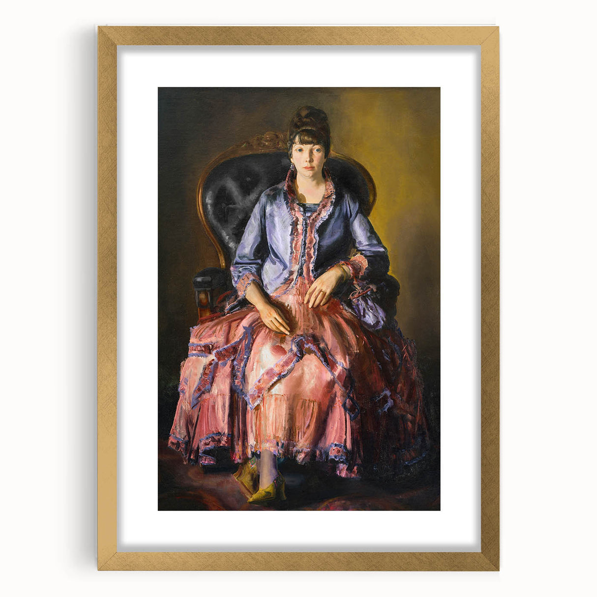 Modern Figurative Art - Elegant Woman in Purple and Pink Dress