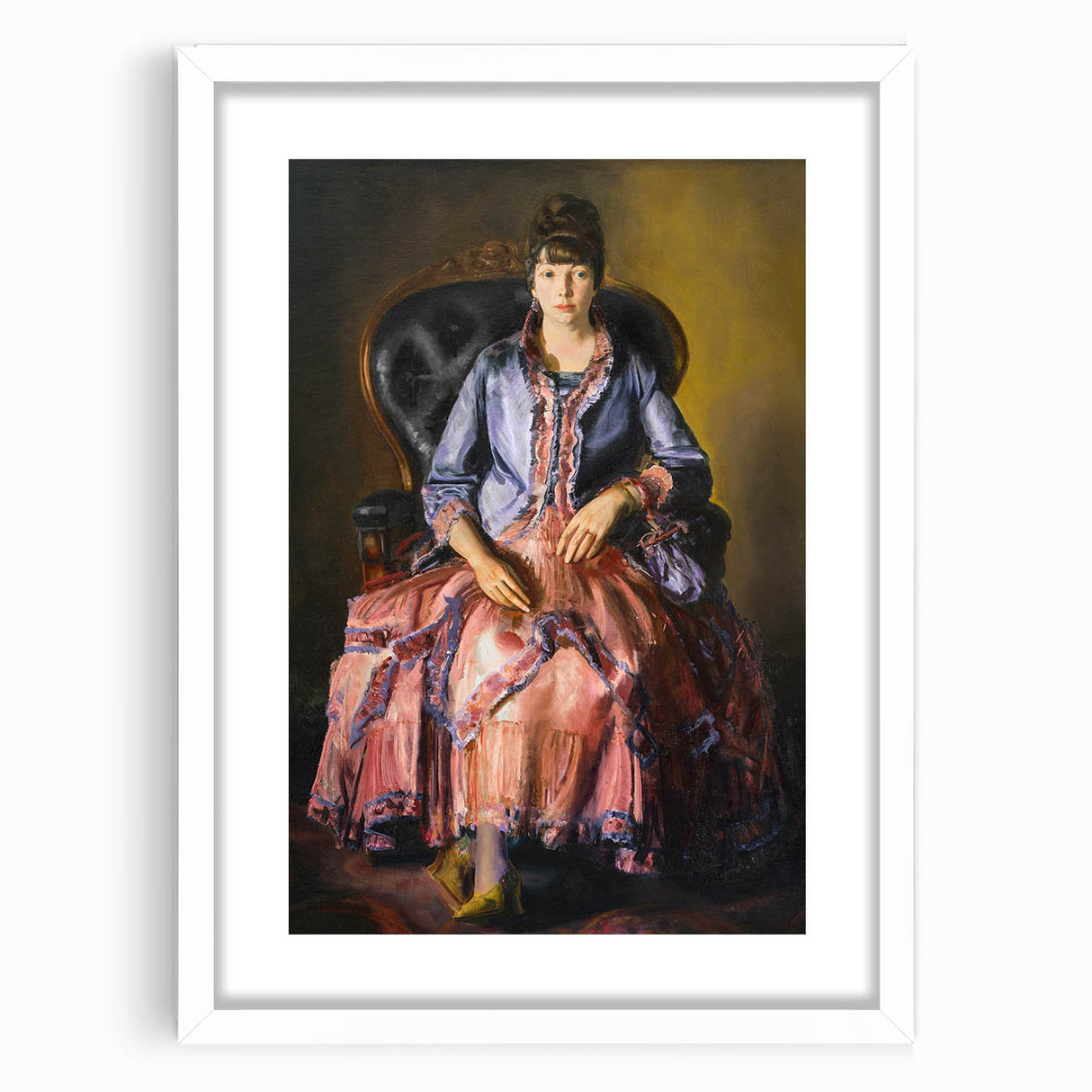 Modern Figurative Art - Elegant Woman in Purple and Pink Dress