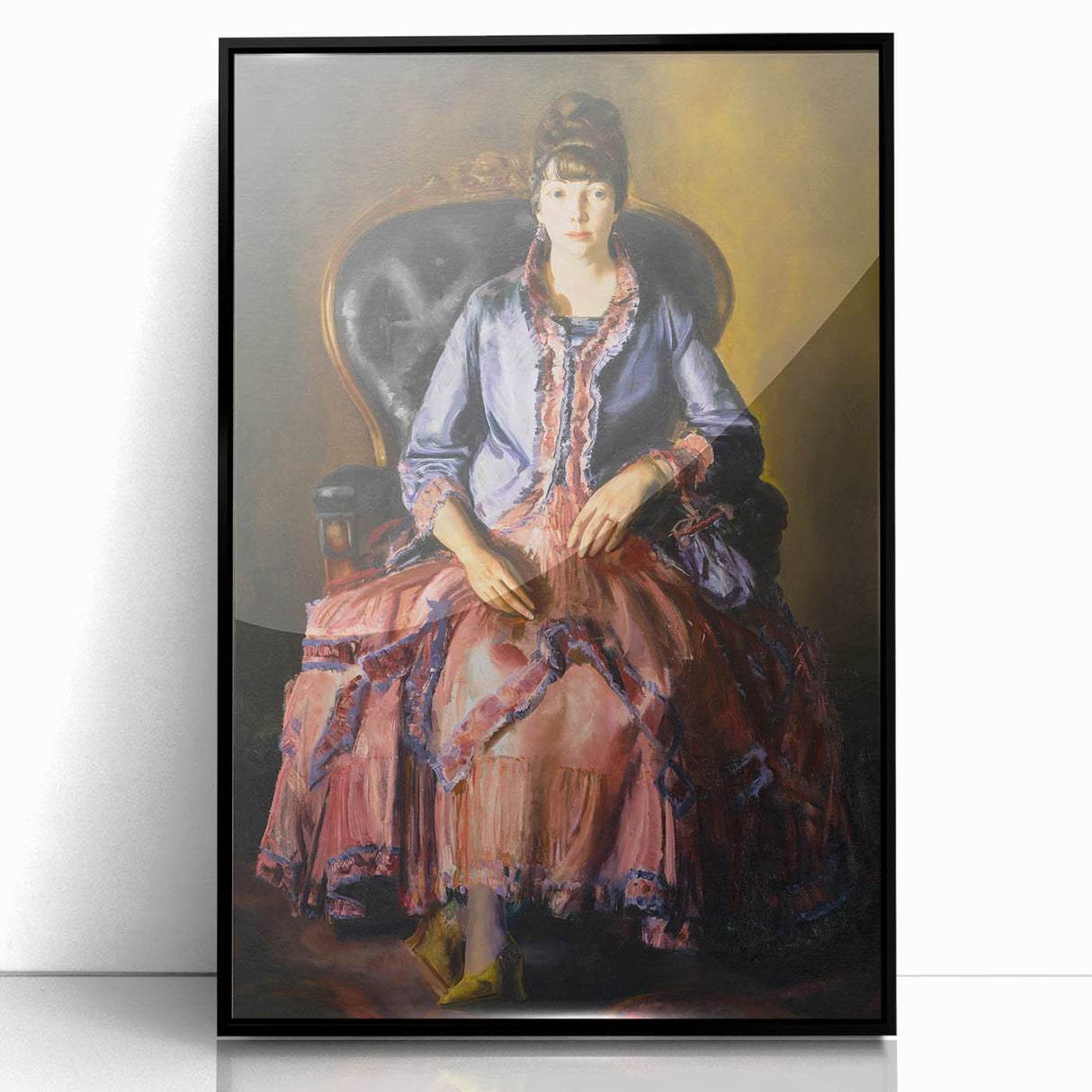 Modern Figurative Art - Elegant Woman in Purple and Pink Dress