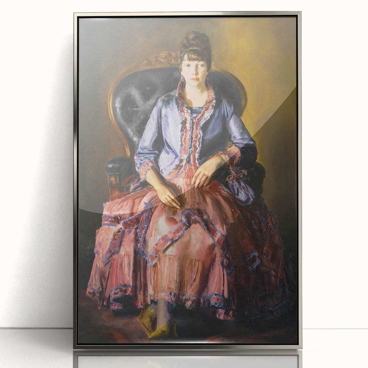 Modern Figurative Art - Elegant Woman in Purple and Pink Dress