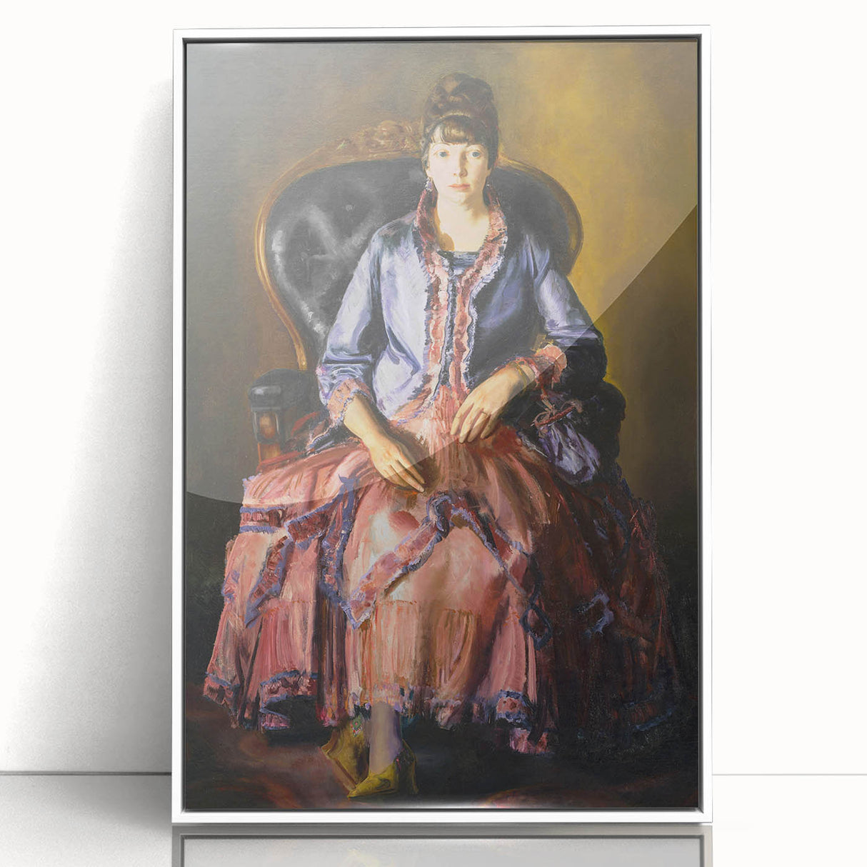 Modern Figurative Art - Elegant Woman in Purple and Pink Dress