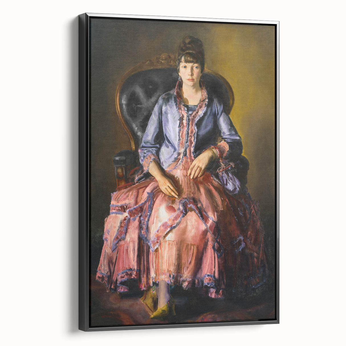 Modern Figurative Art - Elegant Woman in Purple and Pink Dress