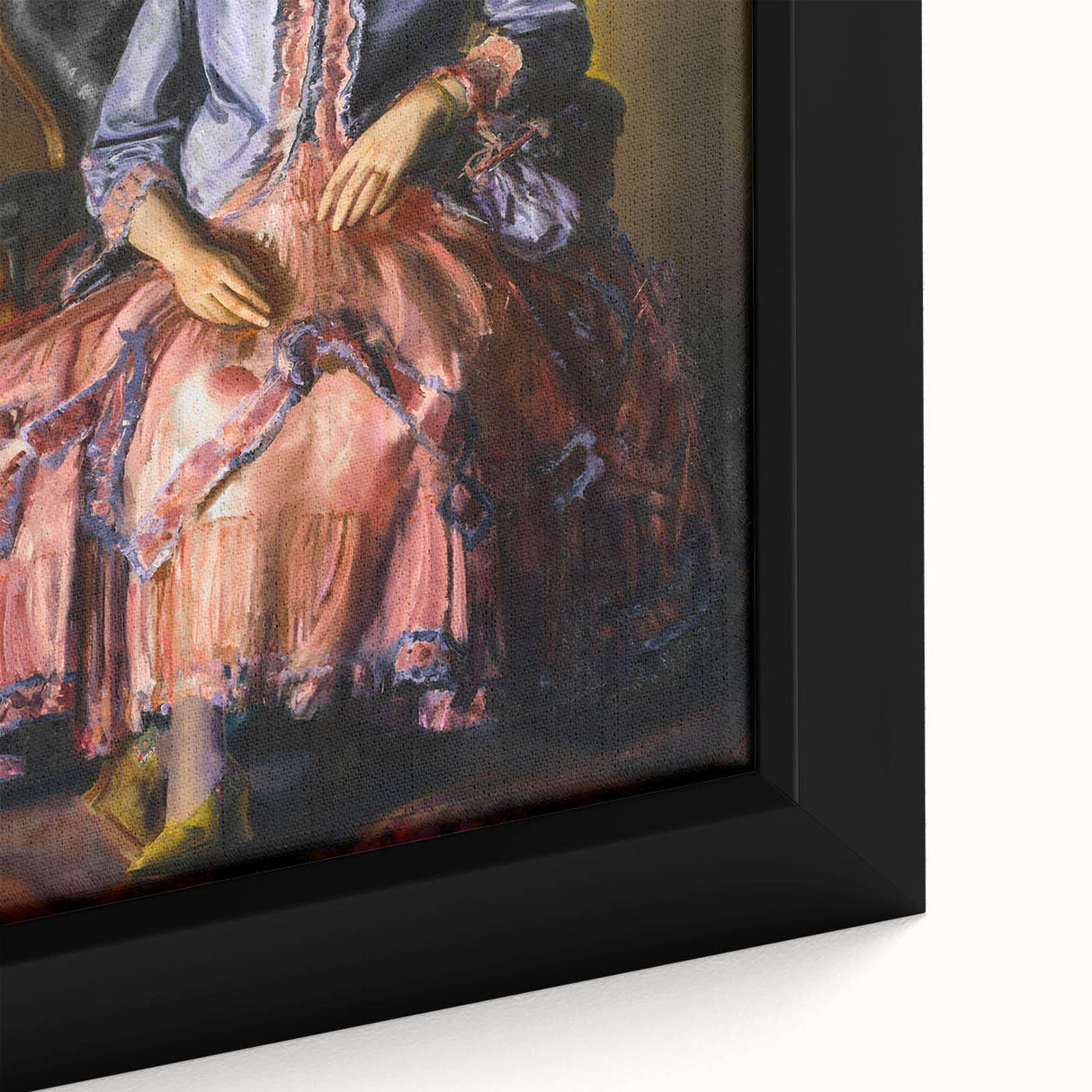 Modern Figurative Art - Elegant Woman in Purple and Pink Dress