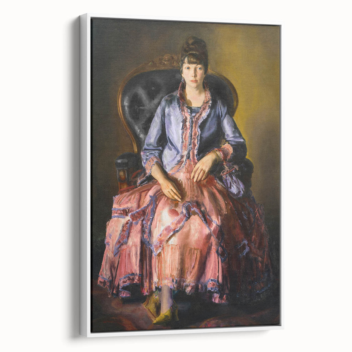 Modern Figurative Art - Elegant Woman in Purple and Pink Dress