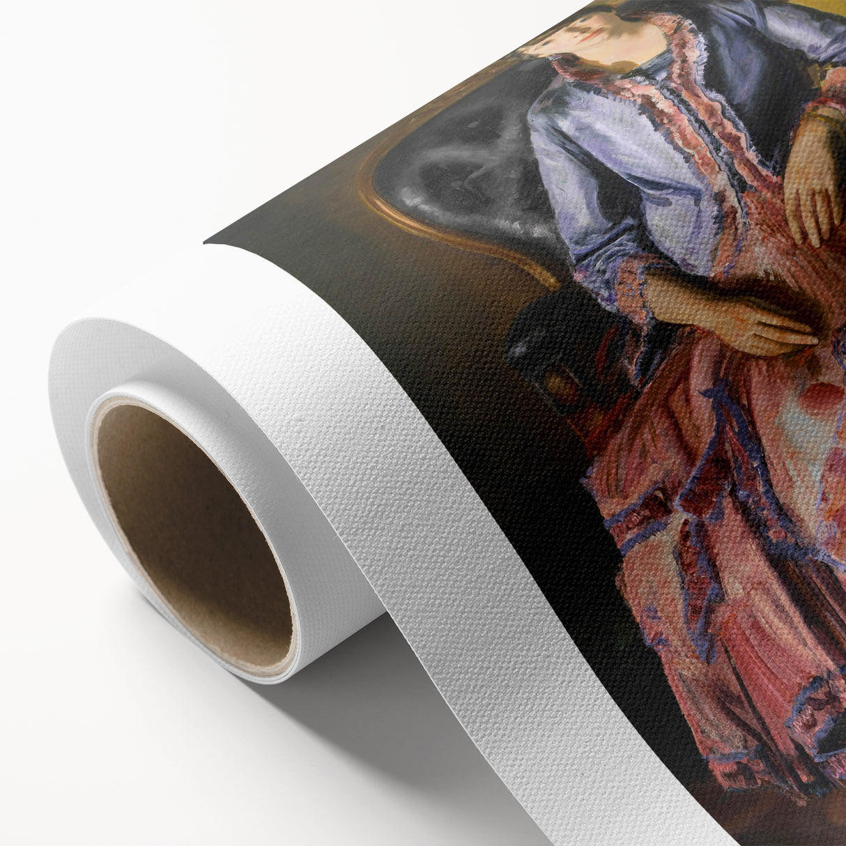 Modern Figurative Art - Elegant Woman in Purple and Pink Dress