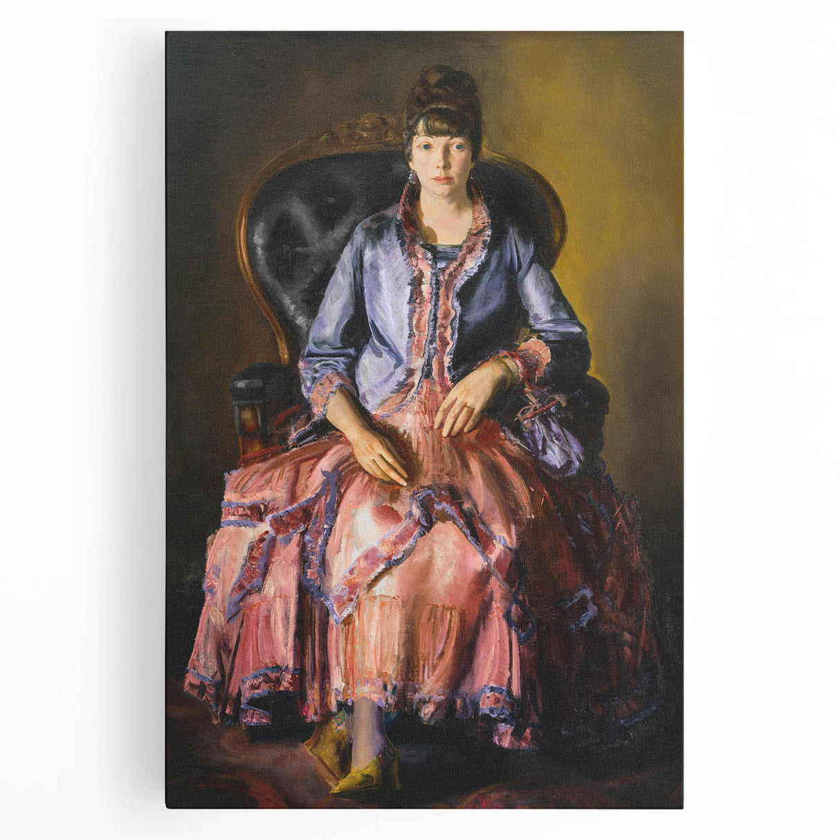 Modern Figurative Art - Elegant Woman in Purple and Pink Dress