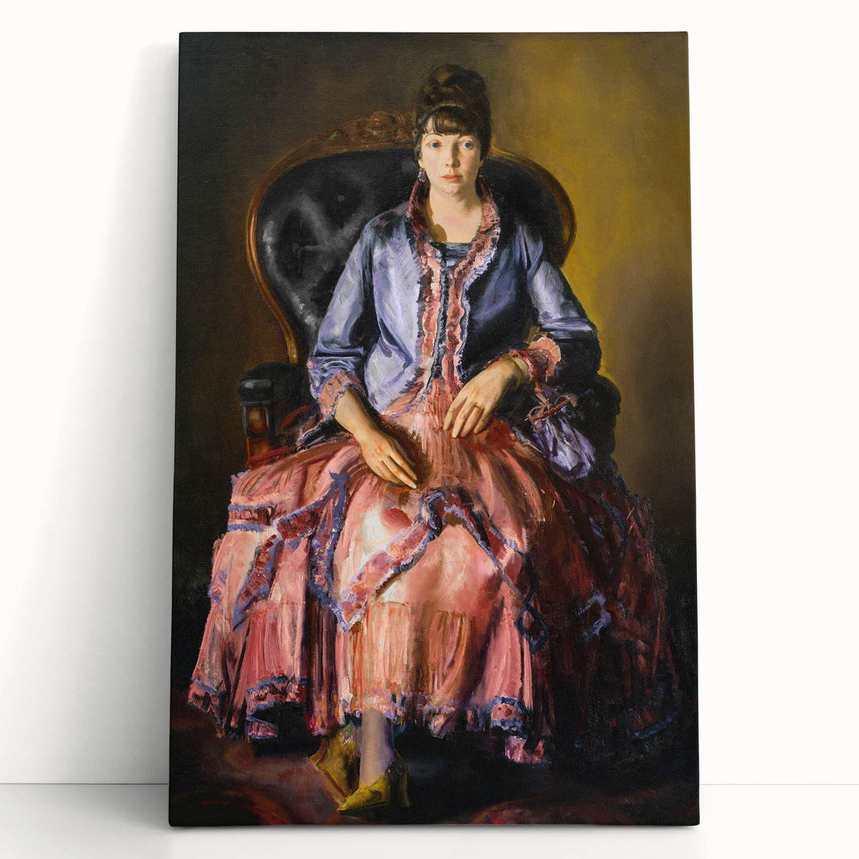 Modern Figurative Art - Elegant Woman in Purple and Pink Dress