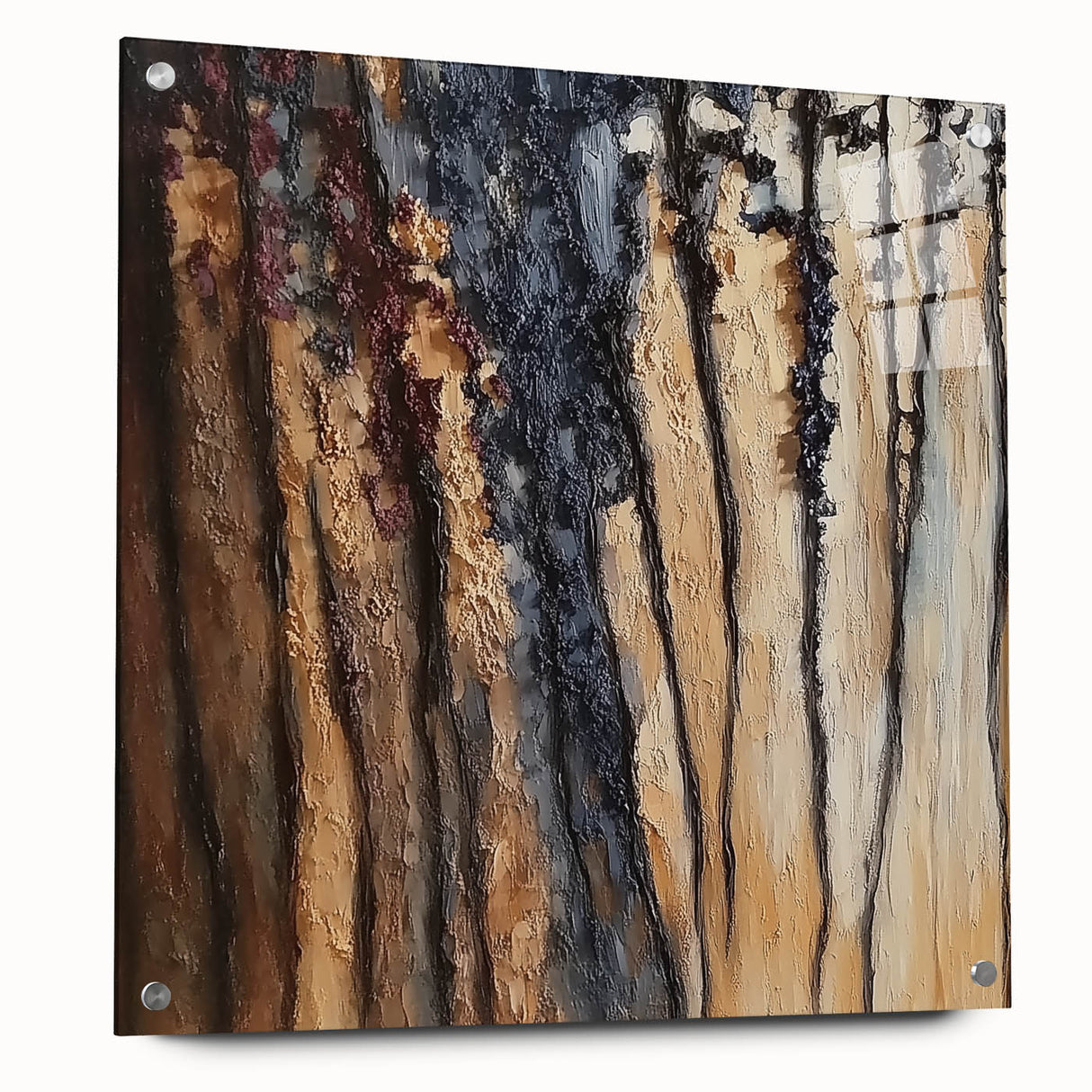 Rustic Abstract Forest Wall Art - Textured Dining Room Canvas