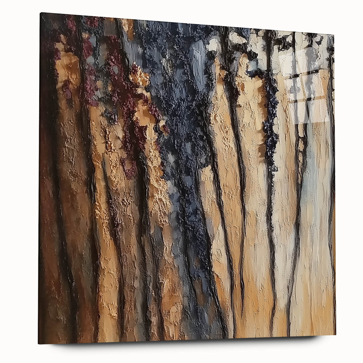 Rustic Abstract Forest Wall Art - Textured Dining Room Canvas