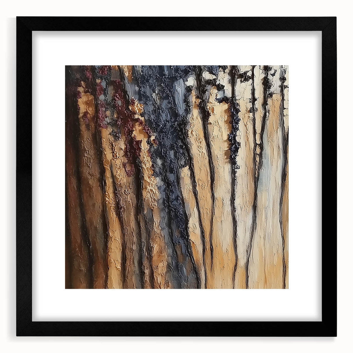 Rustic Abstract Forest Wall Art - Textured Dining Room Canvas