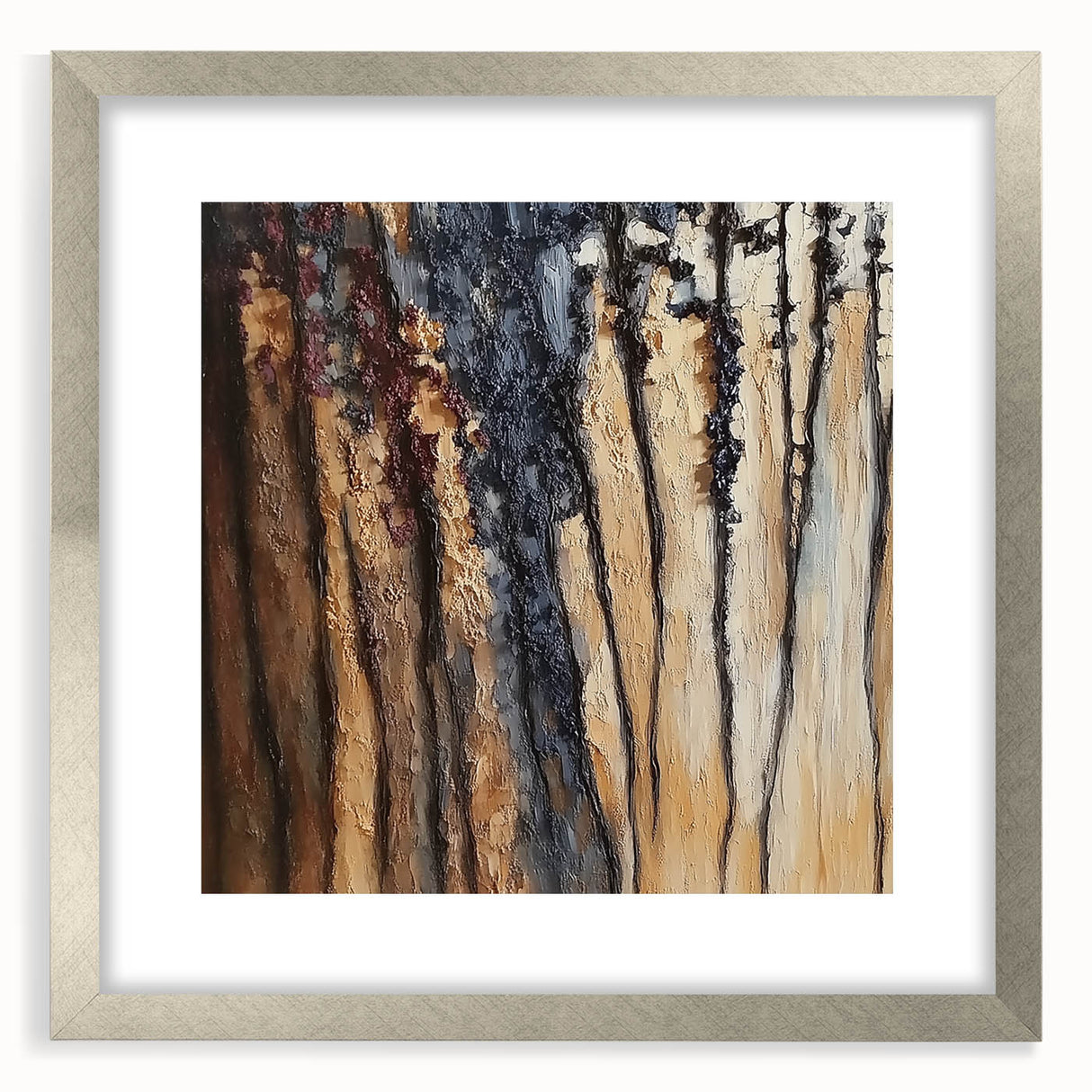 Rustic Abstract Forest Wall Art - Textured Dining Room Canvas