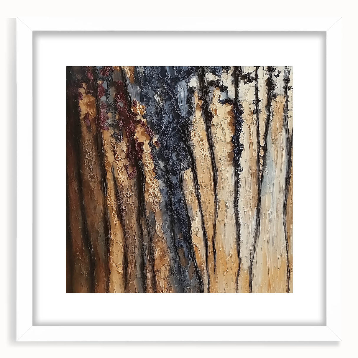 Rustic Abstract Forest Wall Art - Textured Dining Room Canvas