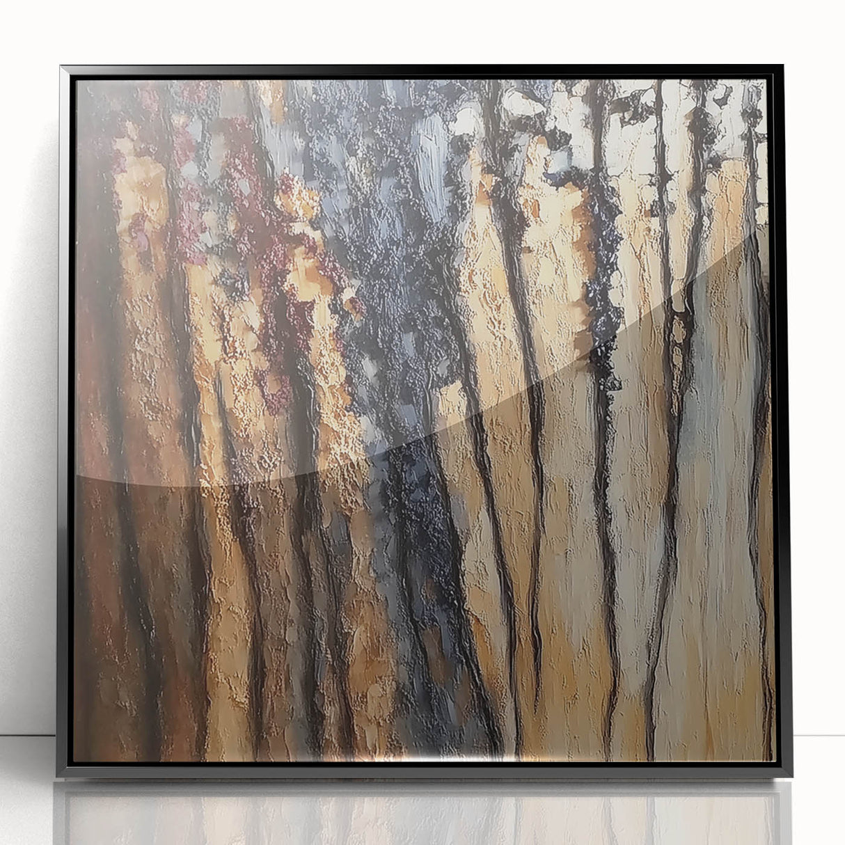 Rustic Abstract Forest Wall Art - Textured Dining Room Canvas