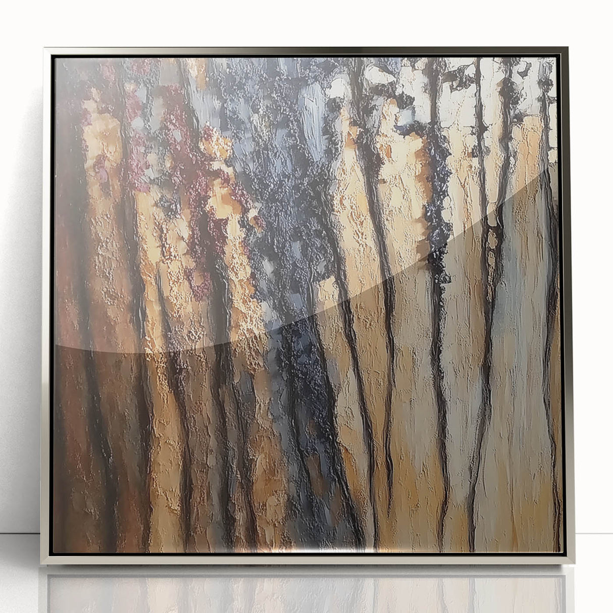 Rustic Abstract Forest Wall Art - Textured Dining Room Canvas