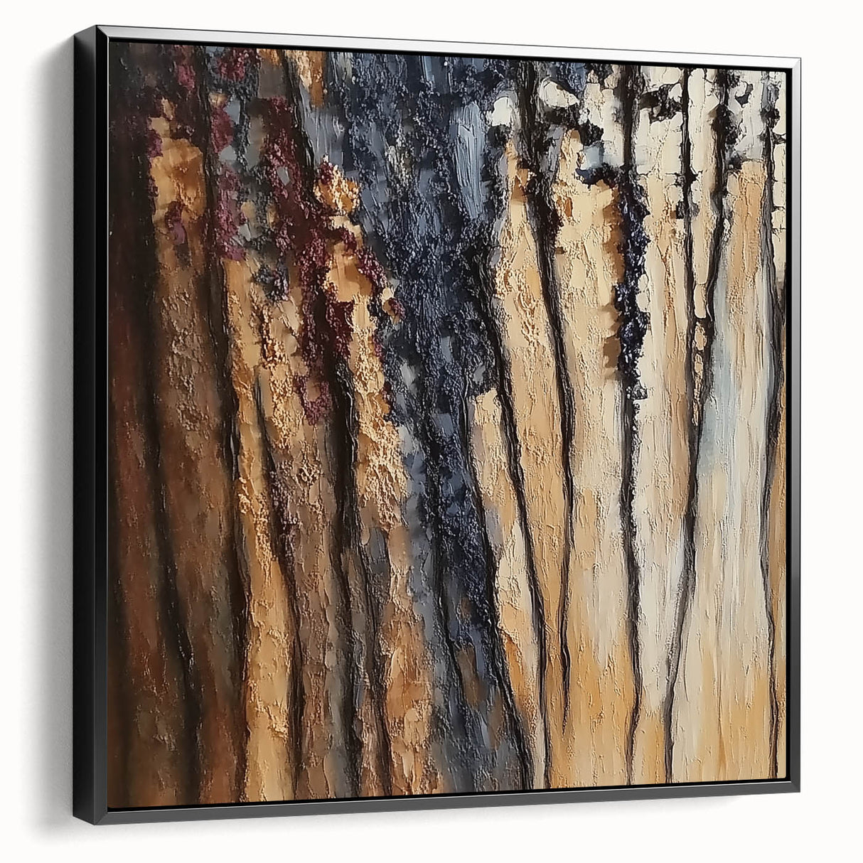Rustic Abstract Forest Wall Art - Textured Dining Room Canvas