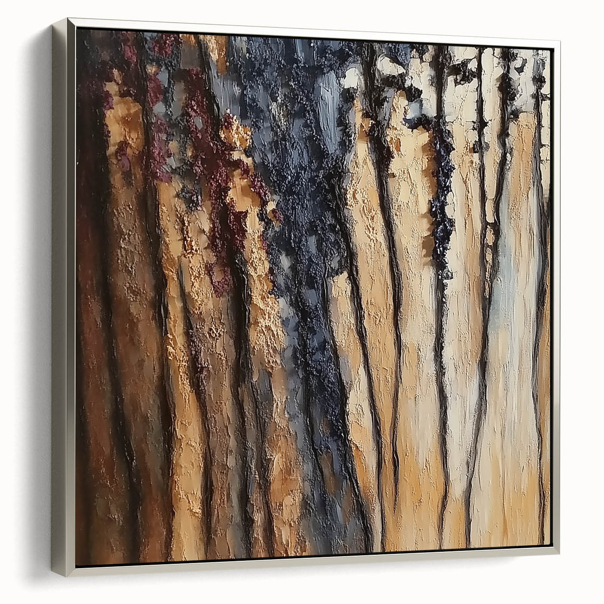 Rustic Abstract Forest Wall Art - Textured Dining Room Canvas