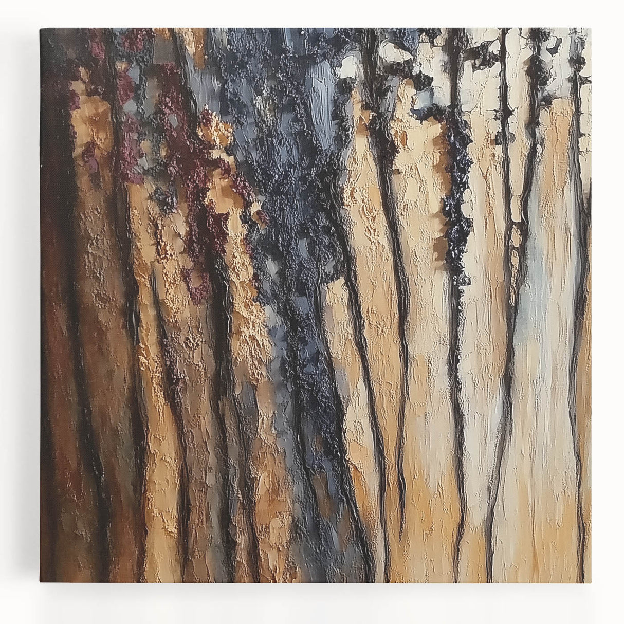 Rustic Abstract Forest Wall Art - Textured Dining Room Canvas