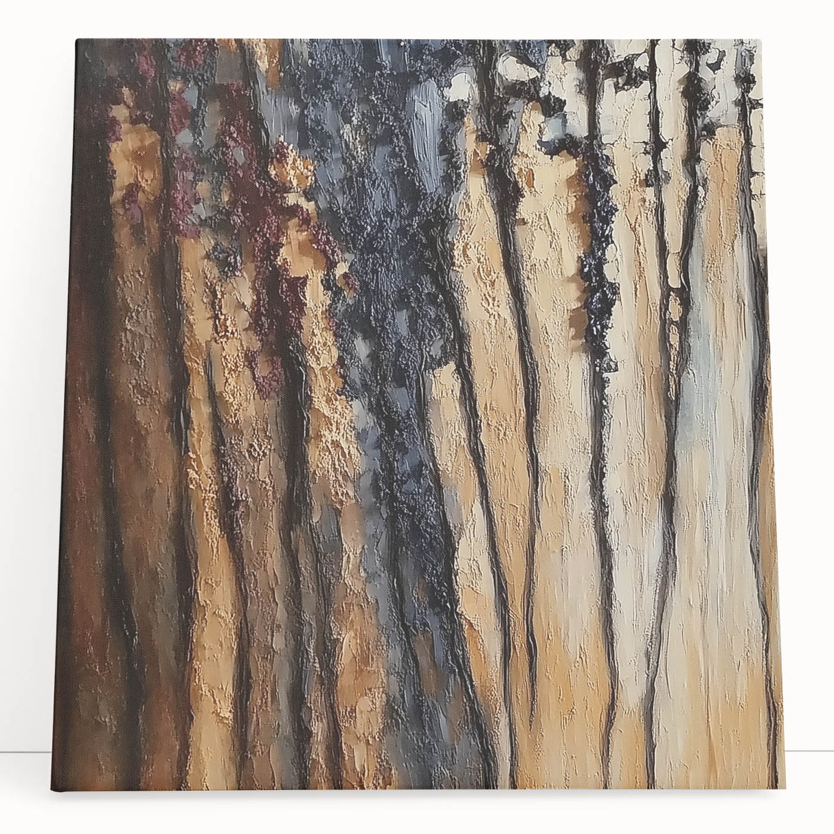 Rustic Abstract Forest Wall Art - Textured Dining Room Canvas