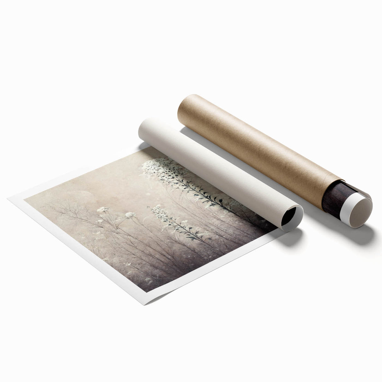 Colorful abstract floral wall art print showcasing vibrant hues of pink, blue, and green, perfect for home decor or office styling, rolled and ready for framing.